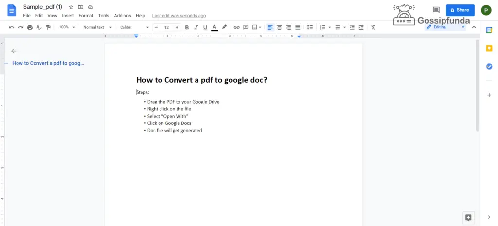 file gets converted into an editable doc file