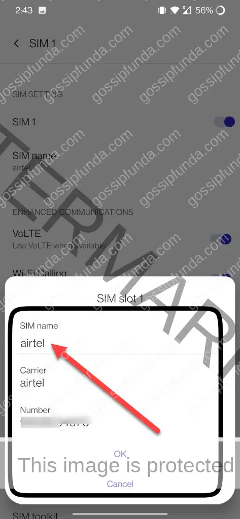 Changing the SIM card name