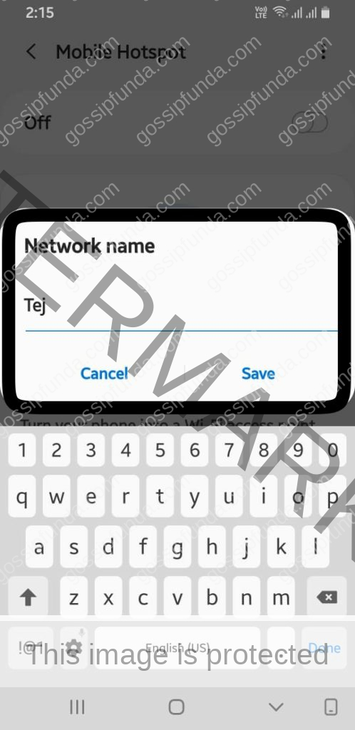 Changing Wi-Fi hotspot name in Samsung