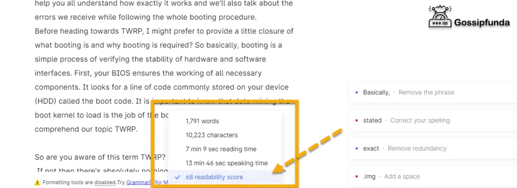 readability score Grammarly