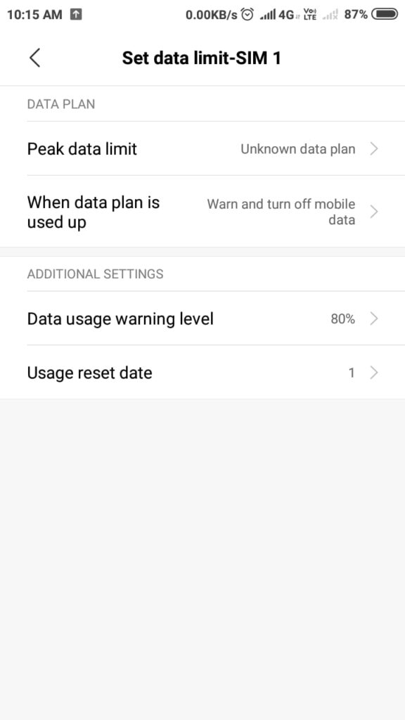 set data limit