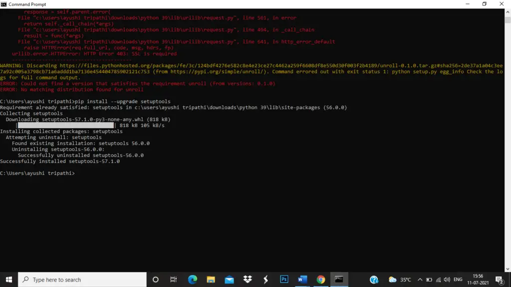 How to fix command "python setup.py egg_info" failed with error code 1