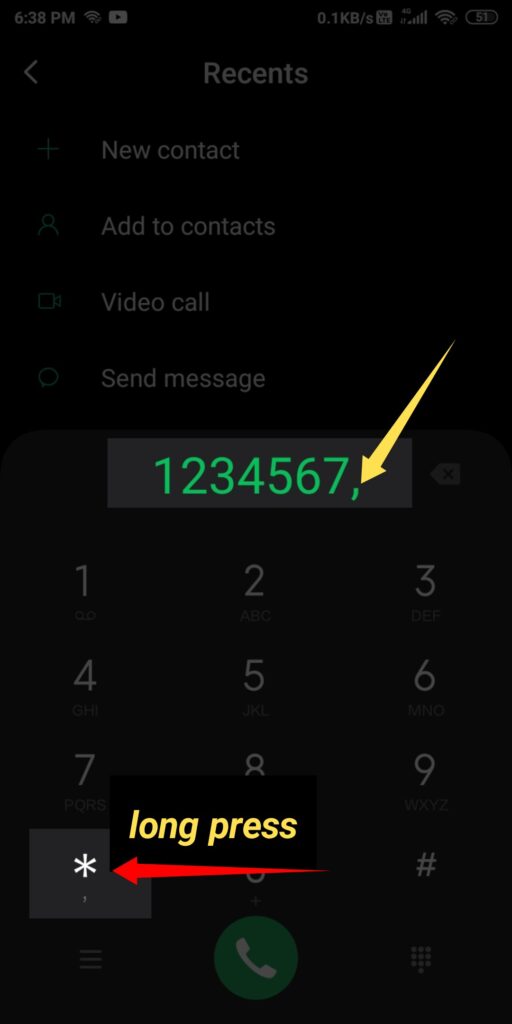 Calling a number with an extension in iPhone