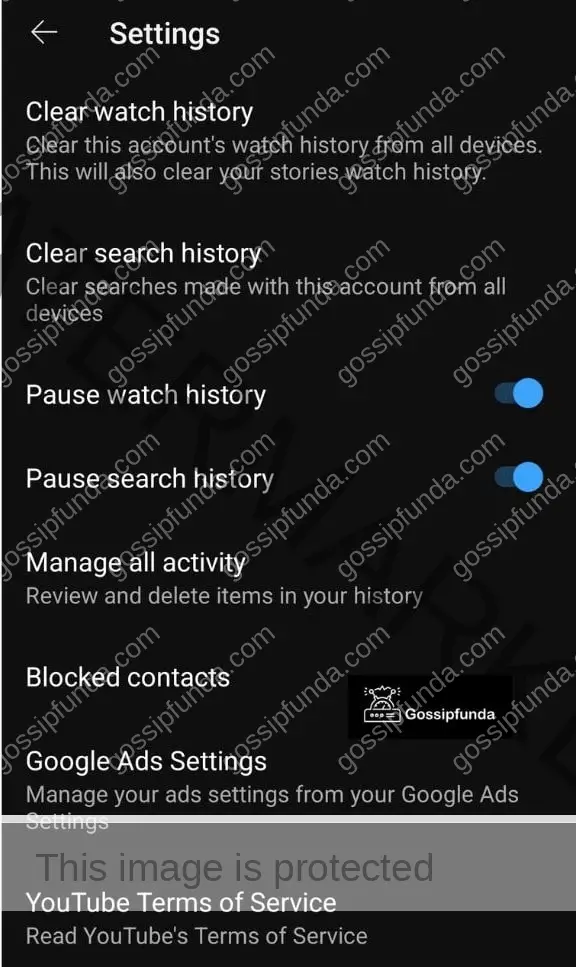 Pause search and watch history