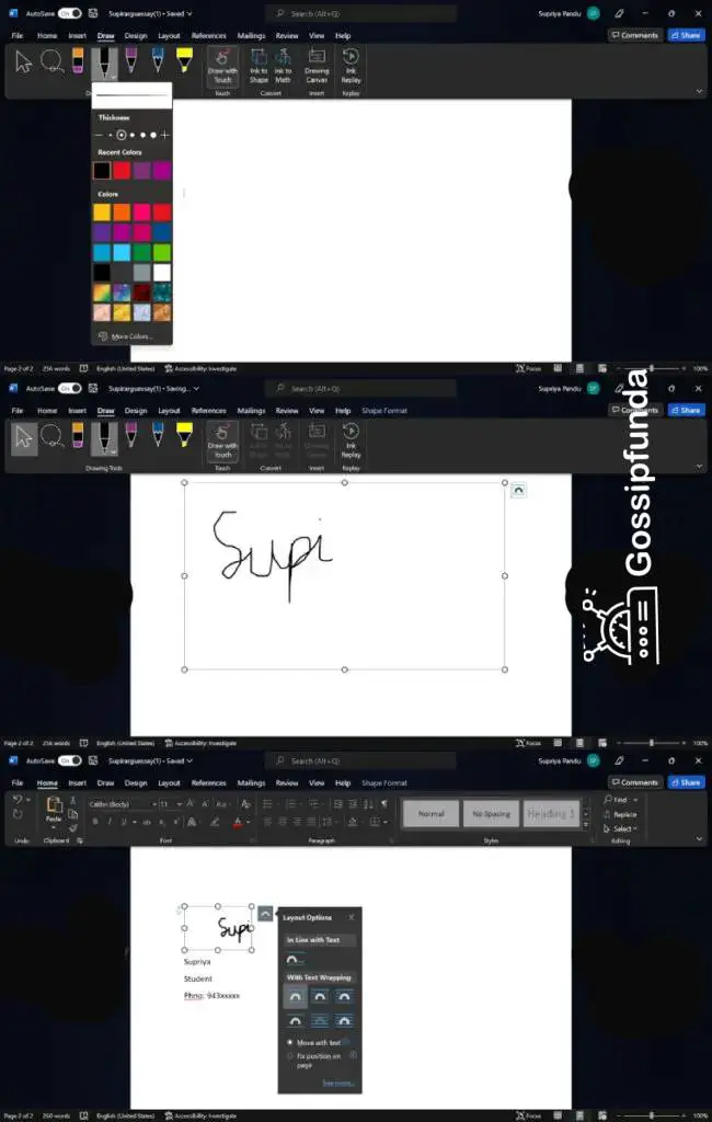 How to draw a signature in Word