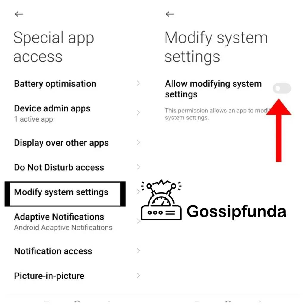 modify system setting