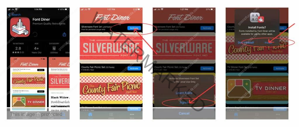 Fonts for iPhone Using the Font Diner app