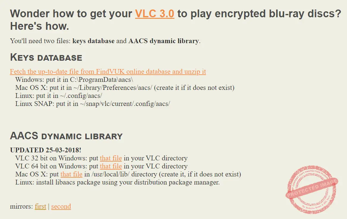 This Bluray disc needs a library for AACS decoding