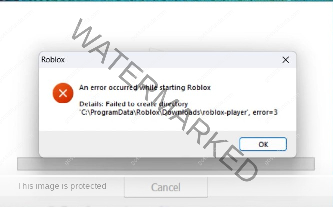 "Roblox Failed to Create Directory" Error