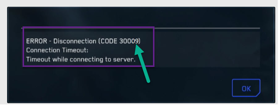 Star Citizen Error Code 30009