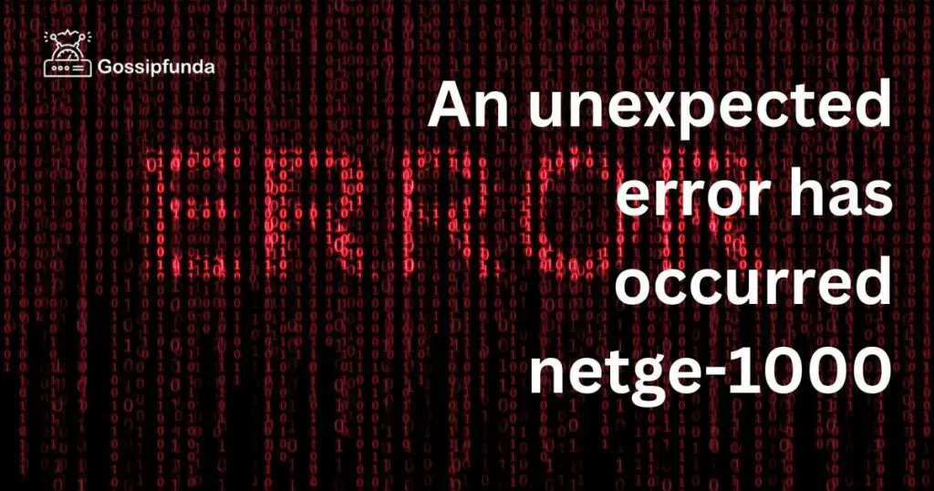an unexpected error has occurred netge-1000