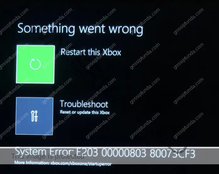 xbox system error e203
