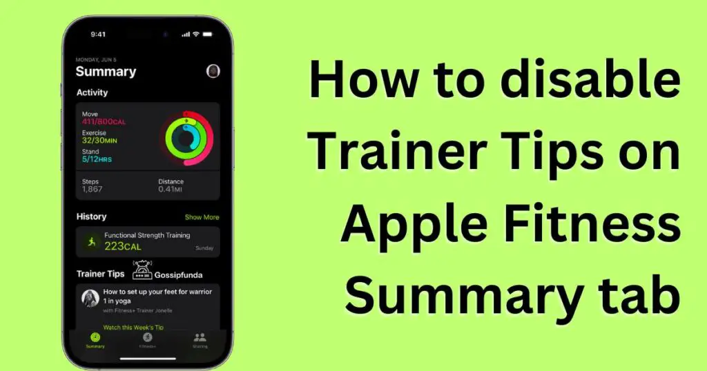 How to disable Trainer Tips on Apple Fitness Summary tab