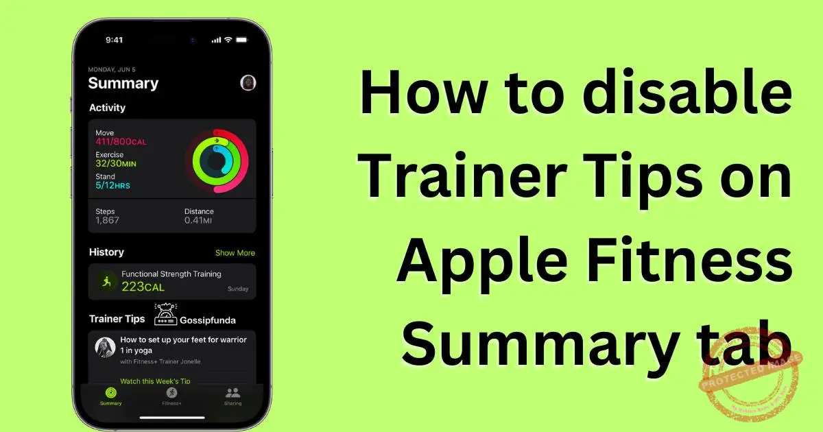 How to disable Trainer Tips on Apple Fitness Summary tab