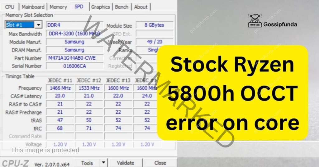 Stock Ryzen 5800h OCCT error on core