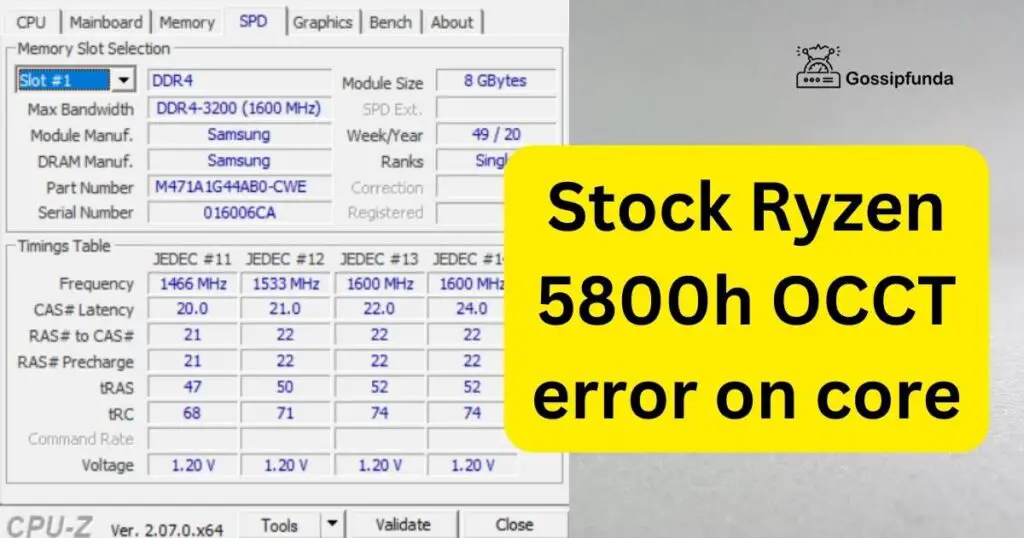 Stock Ryzen 5800h OCCT error on core