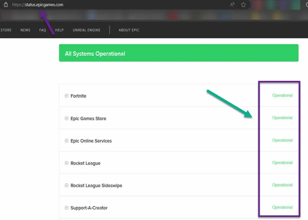 Check Epic Games Server Status