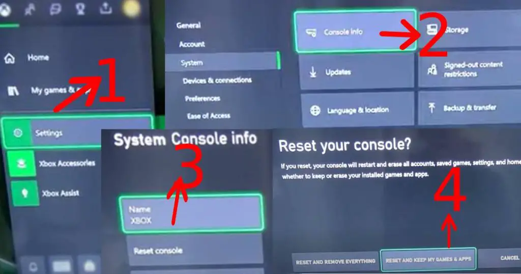 Resetting Xbox Console