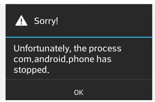 Android 15 error message